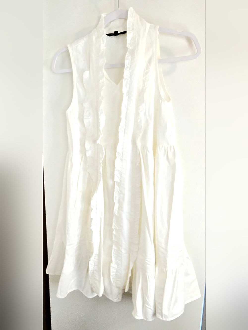 Sister Jane White Bow Neck Ruffle Dress Feminine Cottagecore Graduation Boho - Picture 6 of 7